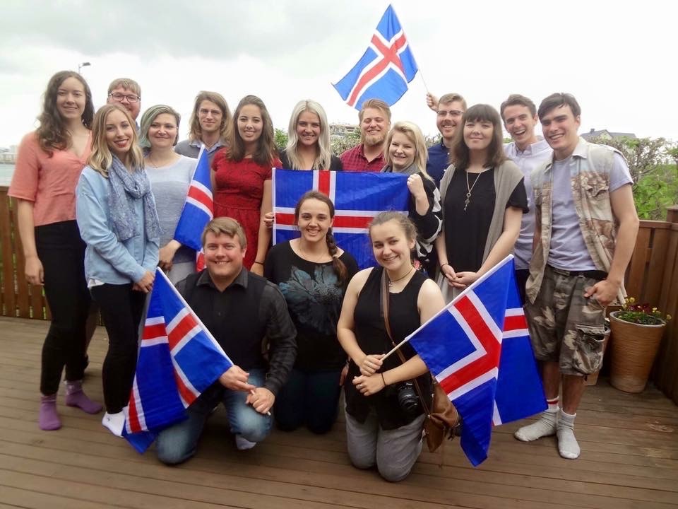 Snorri participants with flags photo