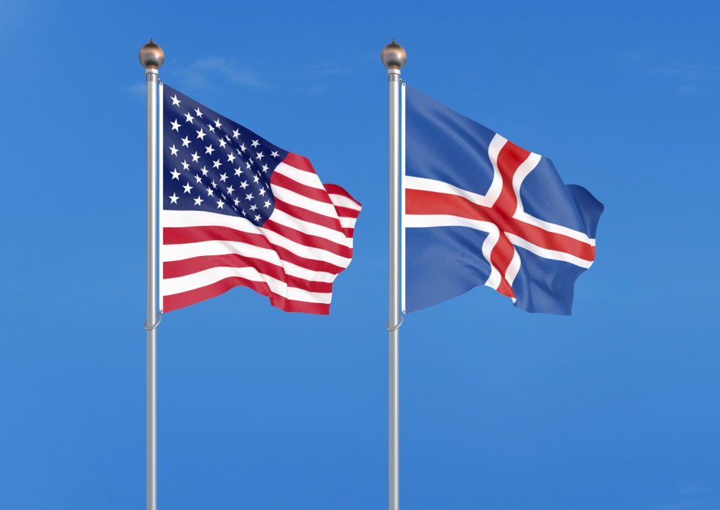 Iceland and USA flags photo