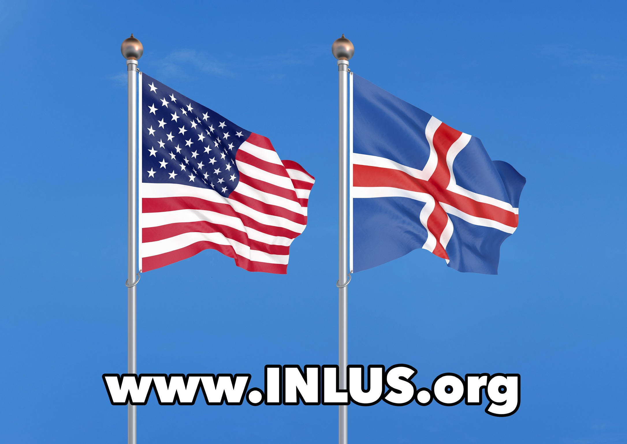 Iceland and USA flags with text (www.INLUS.org)