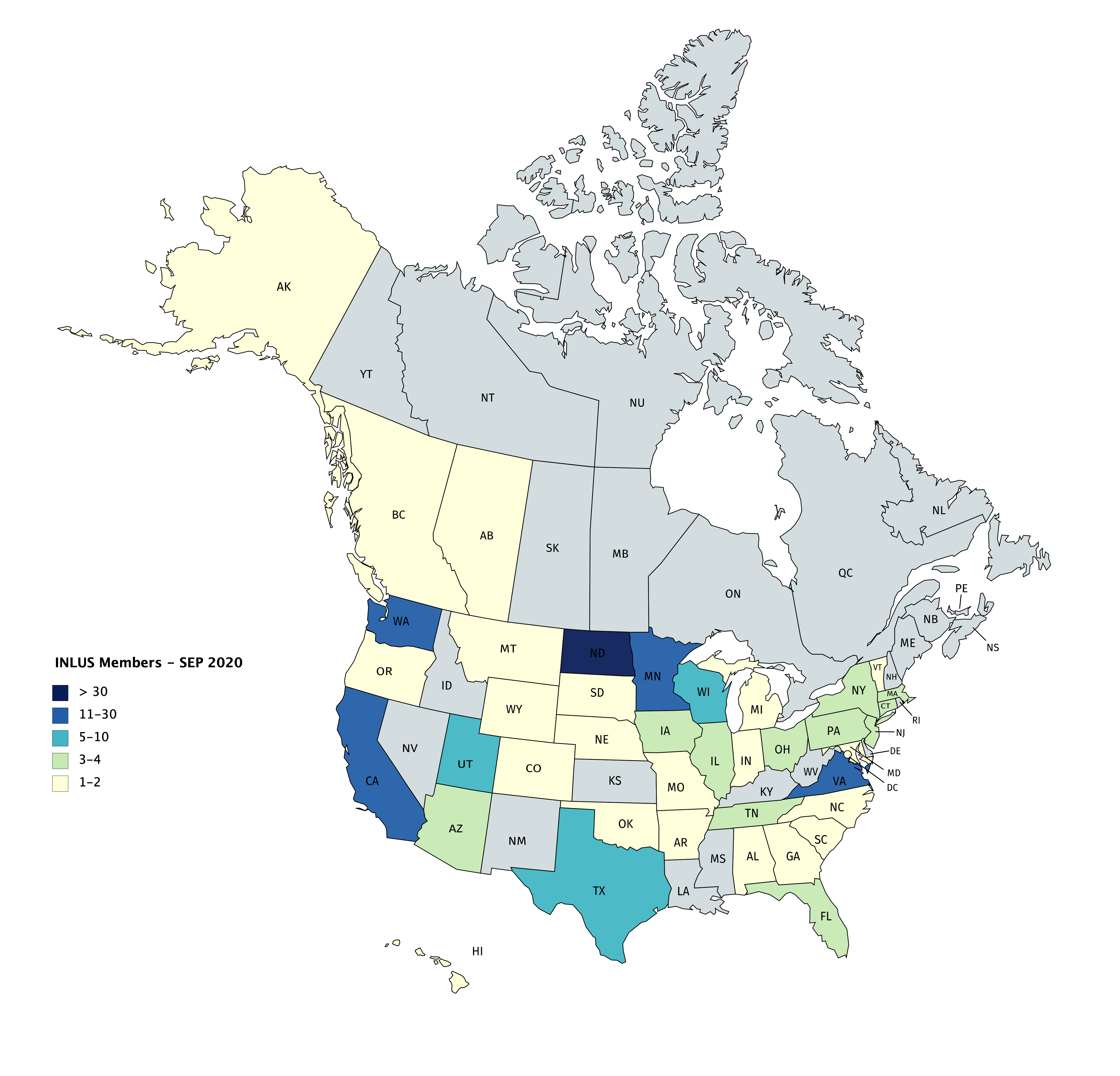 INLUS_Members - SEP 2020 North America member map